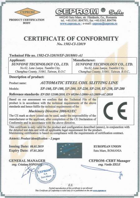 Awards & Certification - . CE Certificate of Conformity